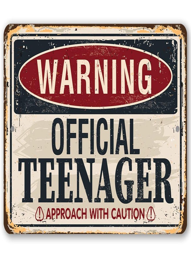 Lone Star Art Metal Sign - Warning Official Teenager - Durable Metal Sign - Use Indoor/Outdoor - Funny Teen's Bedroom Decor Beware of Teenager sign Decor and Birthday Gift (8" x 12") - Image 1